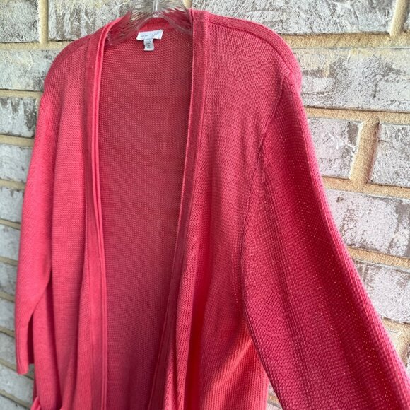 J. Jill Love Linen 3/4 Sleeve Pocket Open Front Cardigan Sweater Women's Size M - Picture 6 of 8